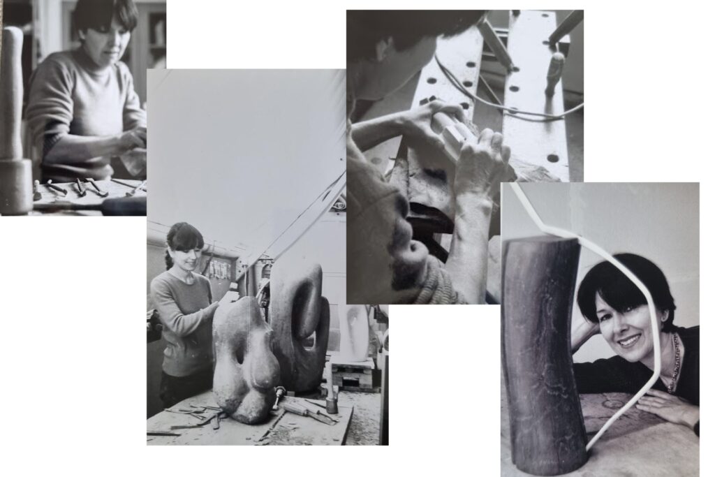Artiste sculptrice Joelle Neveu dans son atelier
